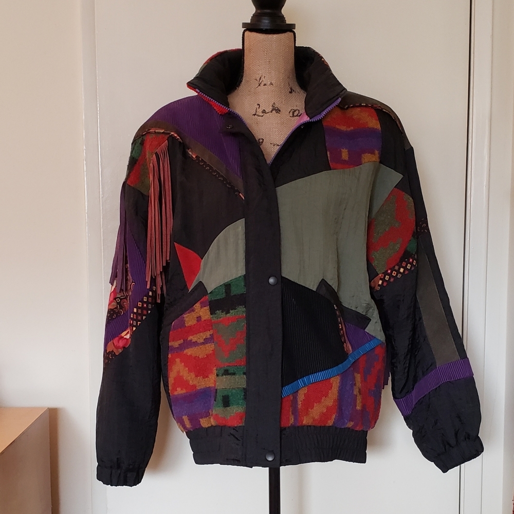 1980's Braetan Fringe Patchwork Puffer Jacket